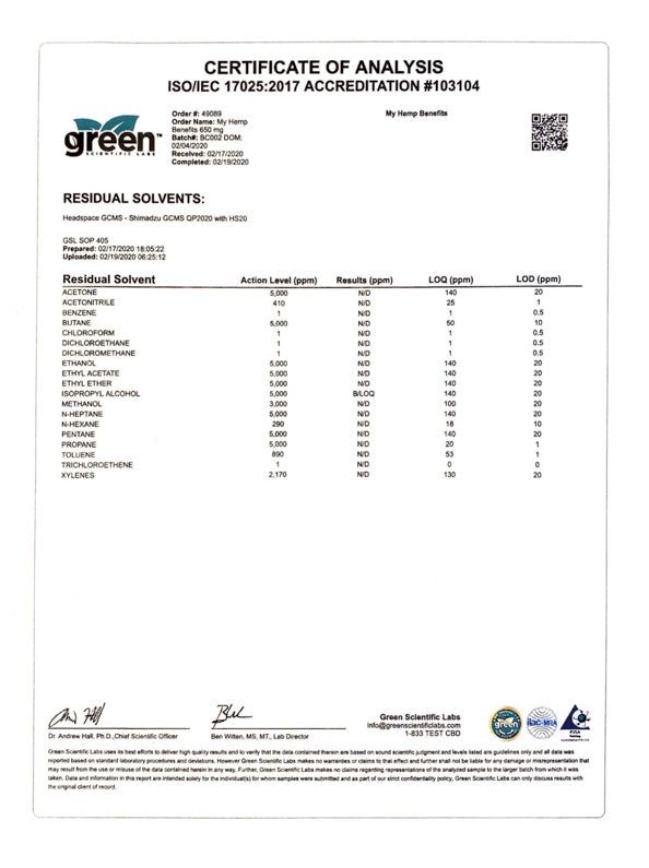 Supplement 650 mg CBD oil